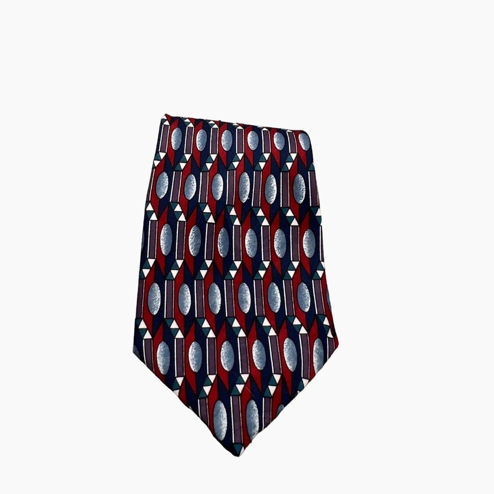 Dimoda Tie Mens Hand Made Blue Red Geometric Neck Tie Accessory Gift Office Care